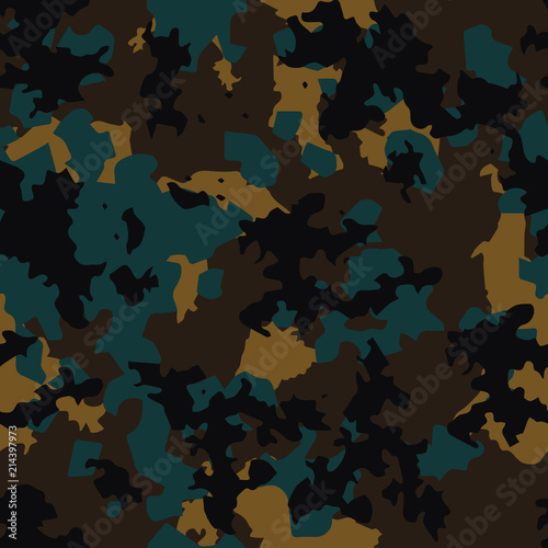 Seamless brown and blue sharp spots camouflage fashion pattern