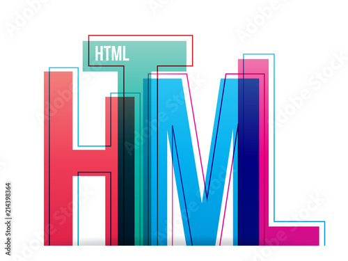 HTML word, Web development concept