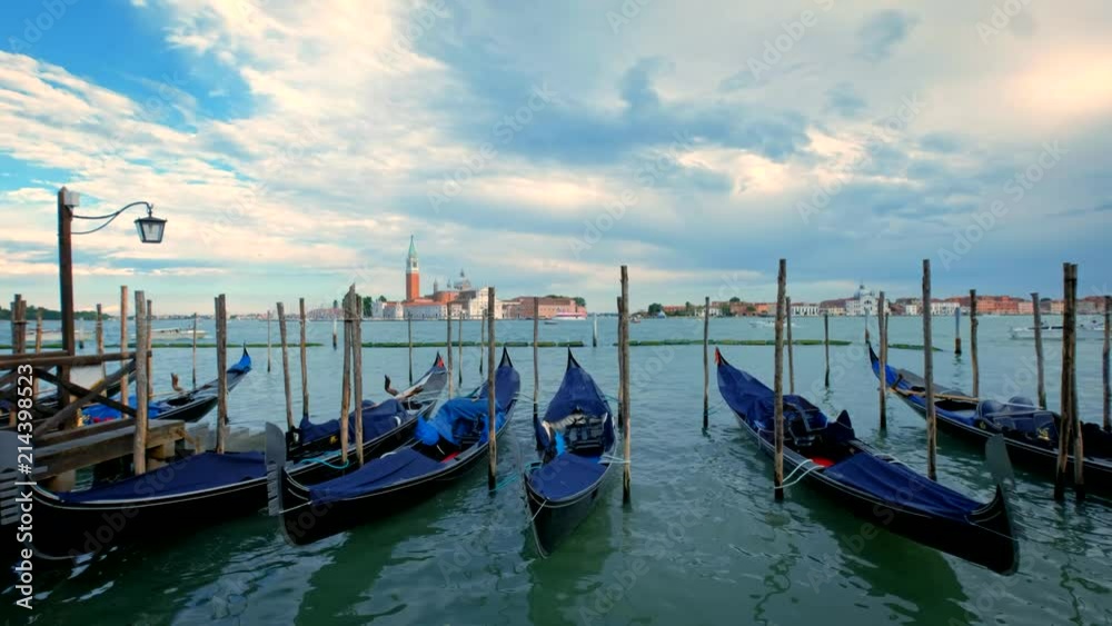 Gondolas in lagoon of Venice, Italy Gondolas in lagoon of Venice, Italy
