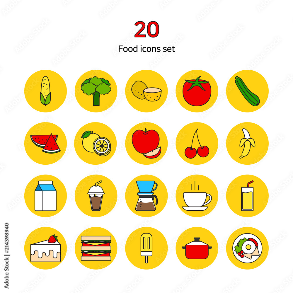 Food icons set. Food icons set.
