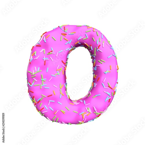Pink sugar sprinkle letter O Isolated on white background