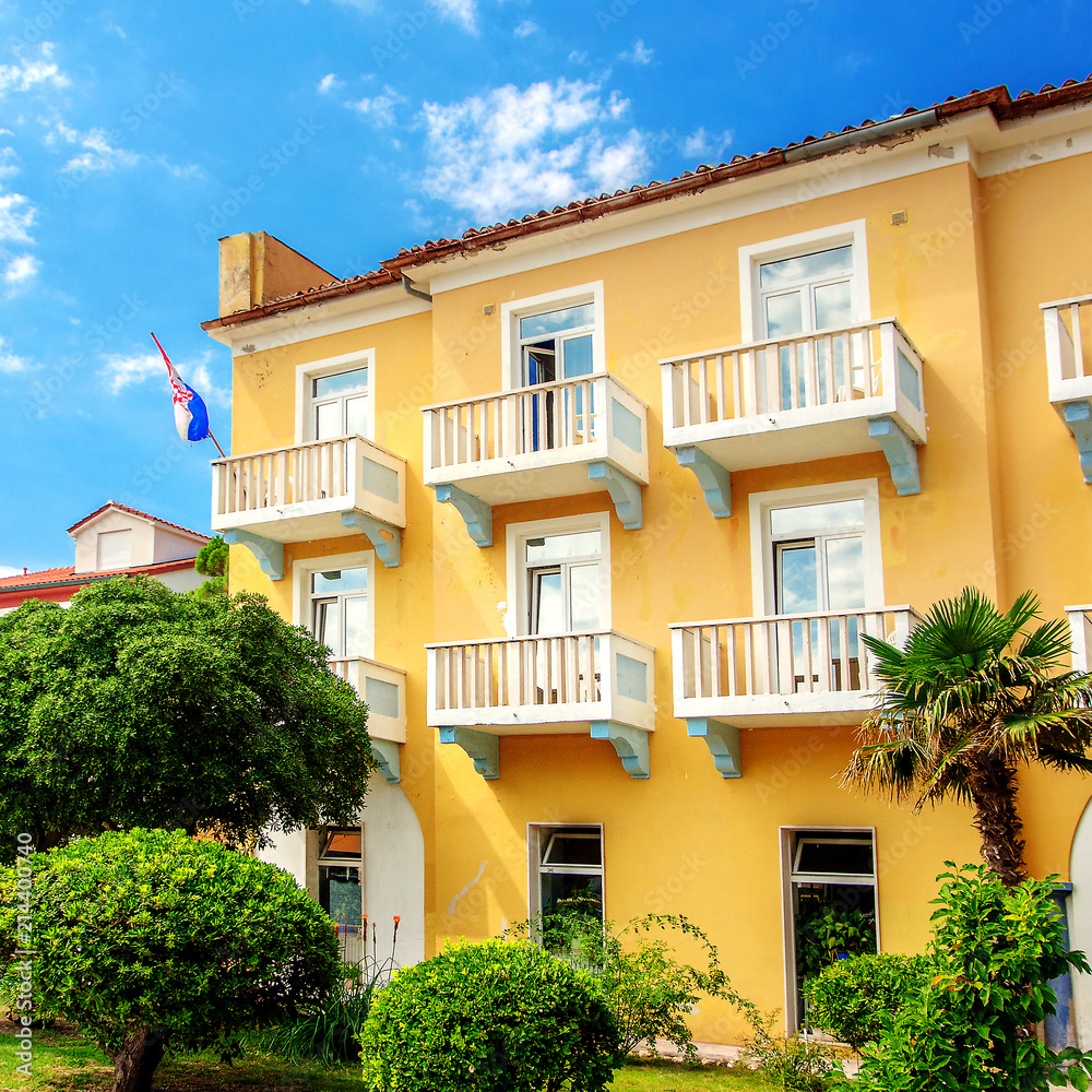 Town Rab on Croatian island, its typical architecture Town Rab on Croatian island, its typical architecture