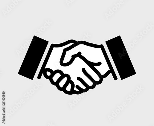 Handshake. Flat EPS 8 vector icon or illustration, isolated on light background. The hands can easily be colored independently of each other.