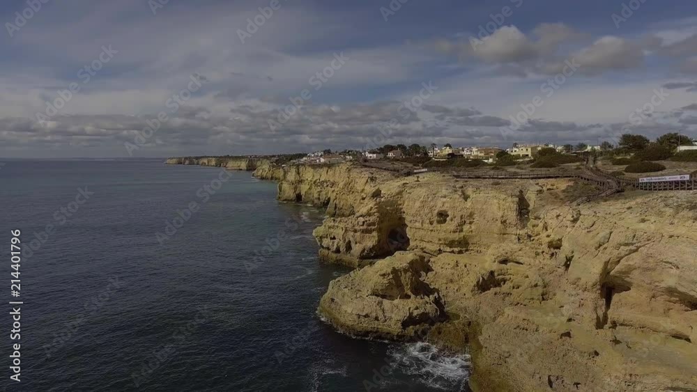 Drone flight over Algar Seco by the rocky coastline in Portugal Algarve Drone flight over Algar Seco by the rocky coastline in Portugal Algarve