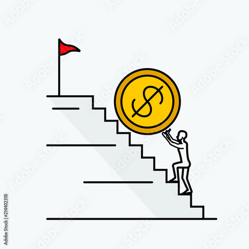 Stairs of success vector line icon on white background