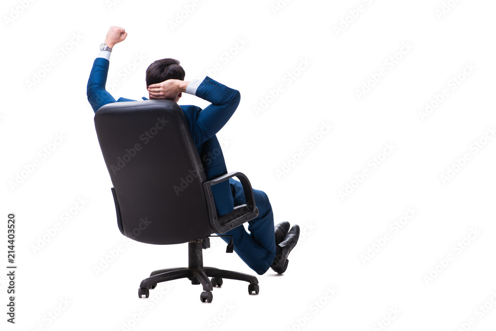 Businessman sitting on chair isolated on white Businessman sitting on chair isolated on white