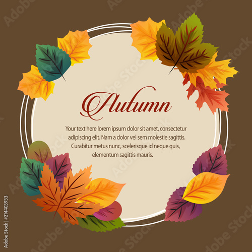 autumn card leaves round