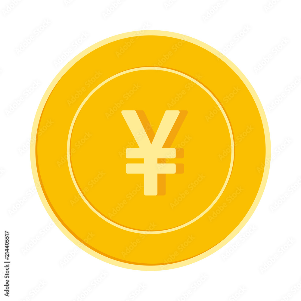 Chinese yuan coin isolated on white background. CNY yellow gold coin. China metal money. Chinese yuan coin isolated on white background. CNY yellow gold coin. China metal money.