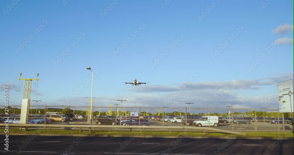 4 Engines Airplane Landing at Heathrow International Airport. 4 Engines Airplane Landing at Heathrow International Airport.
