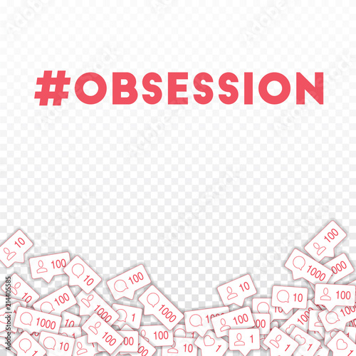 Social media icons. Social media obsession concept. Falling counter comment friend notification. 