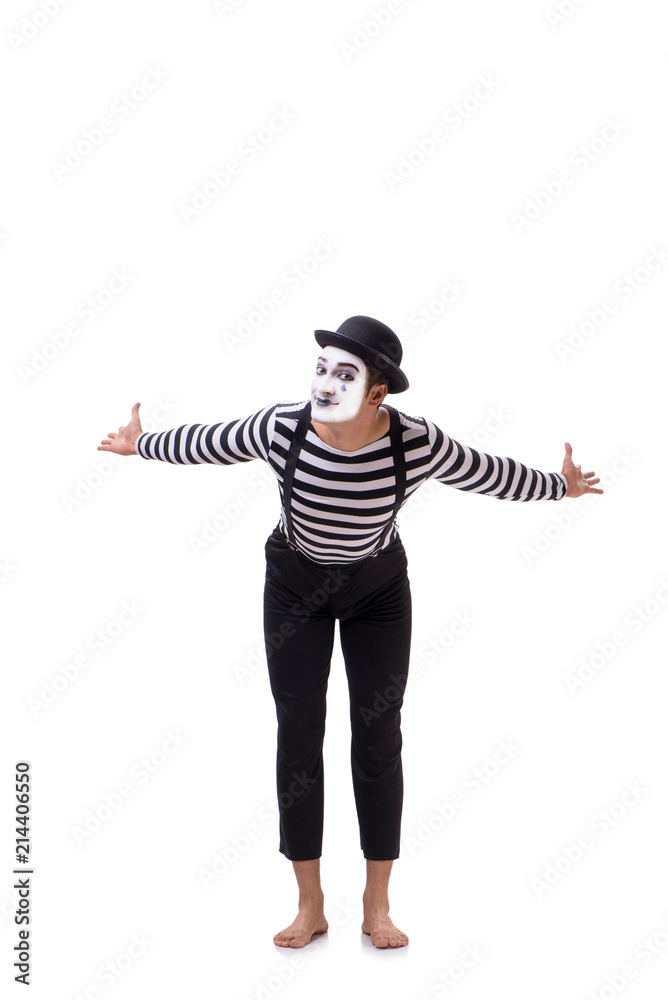 Young mime isolated on white background Young mime isolated on white background