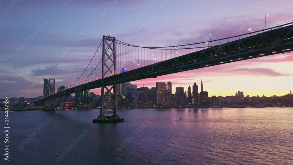 Aerial cityscape video of San Francisco skyline at sunset Aerial cityscape video of San Francisco skyline at sunset