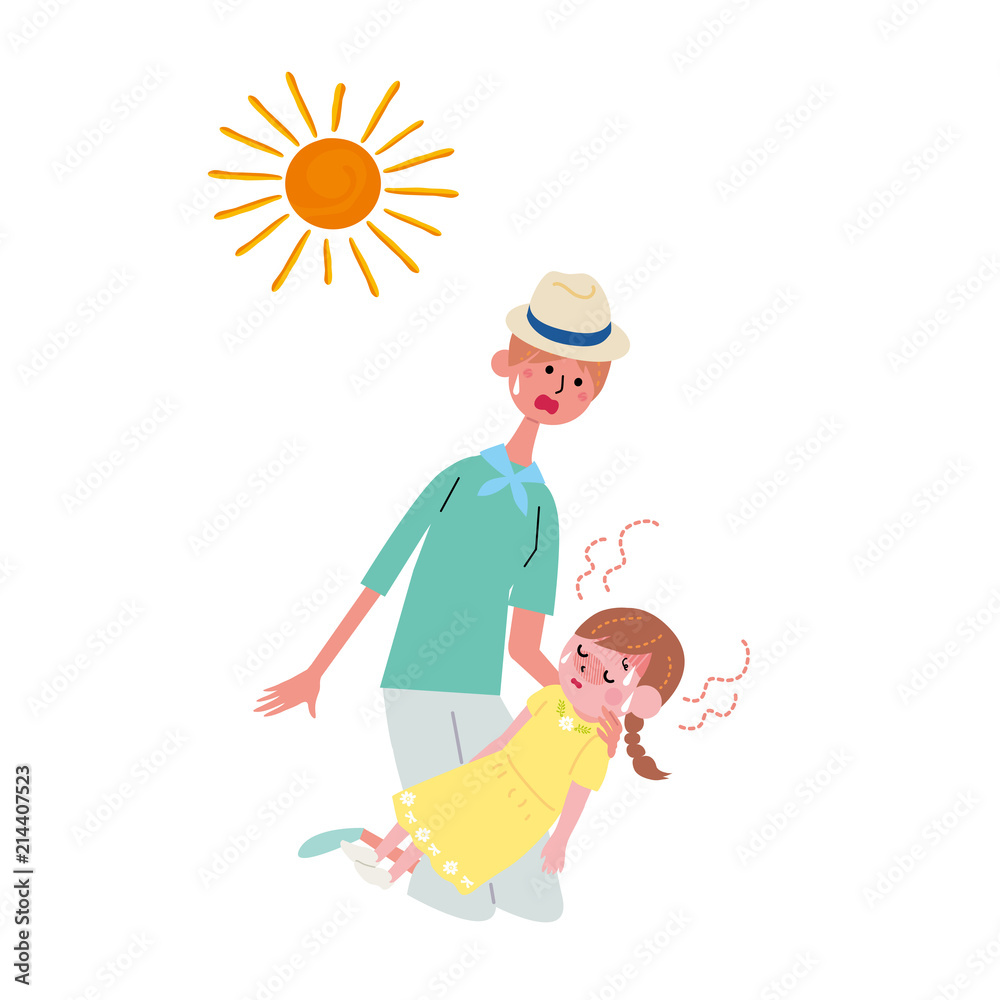 熱中症 倒れる こども 小学生 イラスト Stock Vector Adobe Stock
