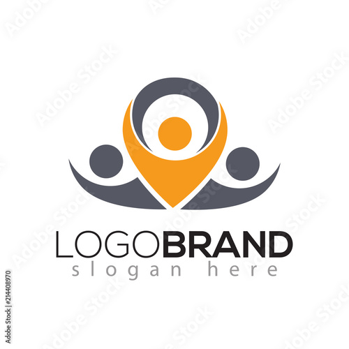 Pin People logo vector element. Pin location logo template