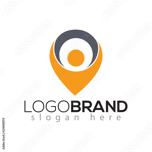 Pin People logo vector element. Pin location logo template