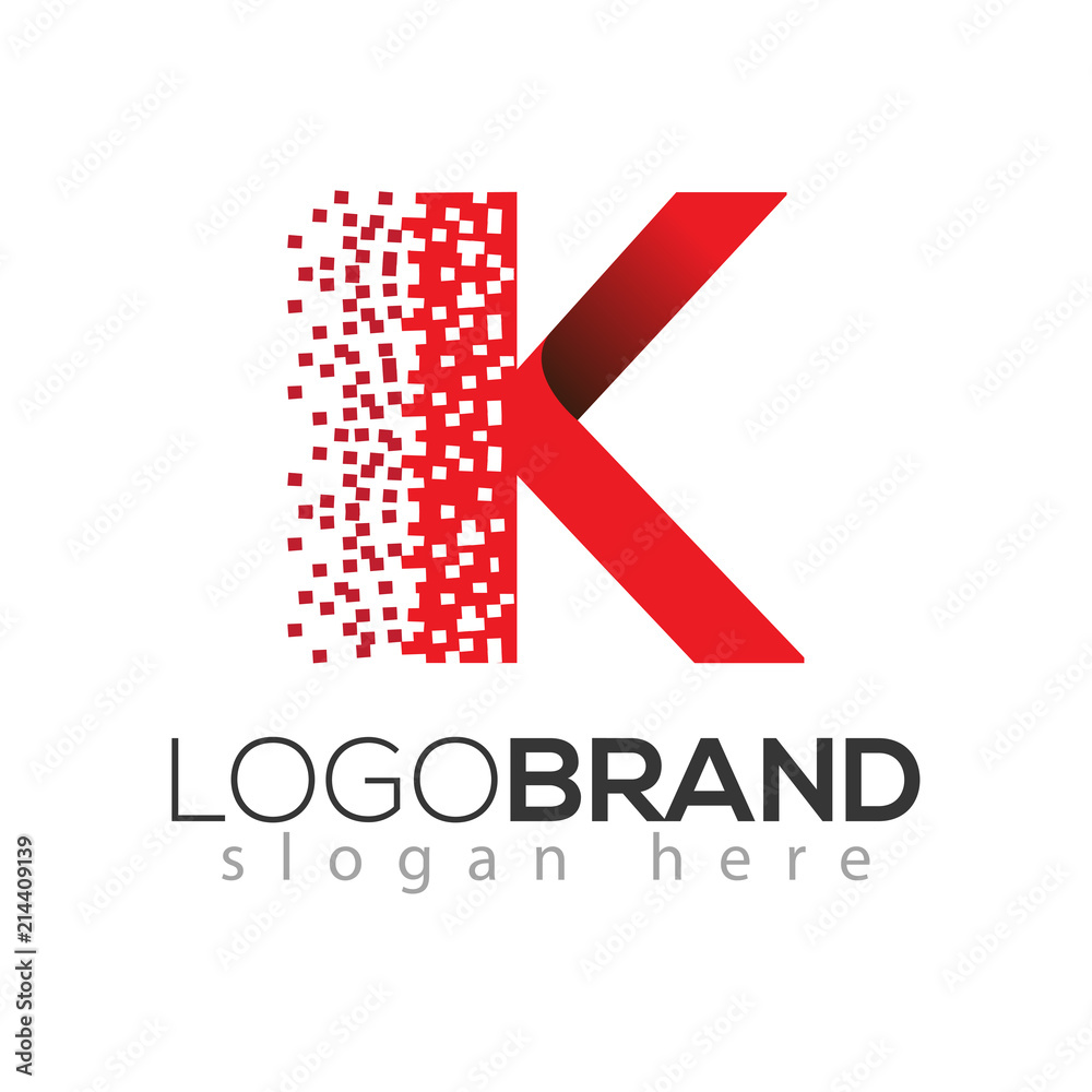 K letter data tech logo concept. letter with data vector template K letter data tech logo concept. letter with data vector template