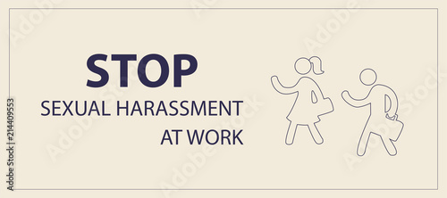 Stop sexual harassment at work. Vector Illustration.