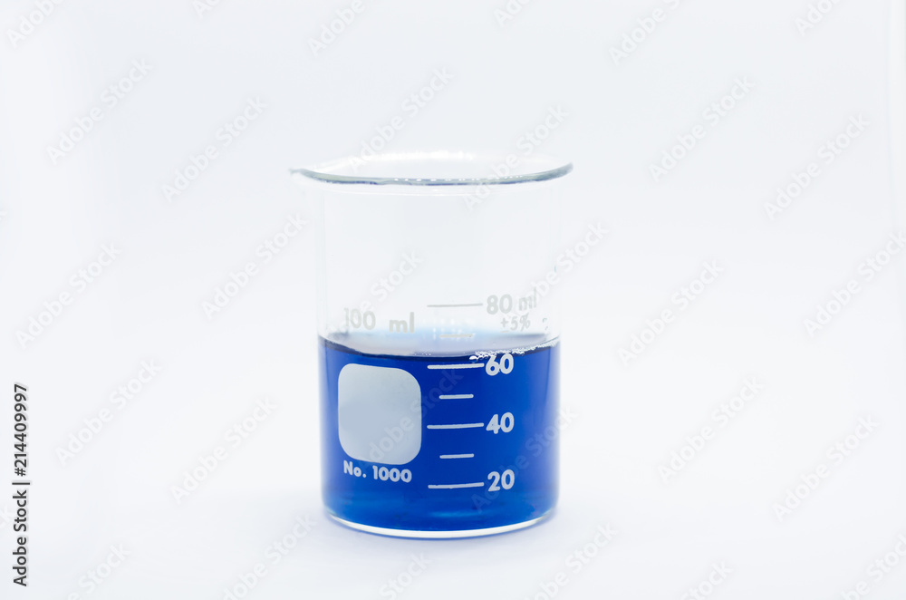 Natural blue color of butterfly pea in beaker Natural blue color of butterfly pea in beaker