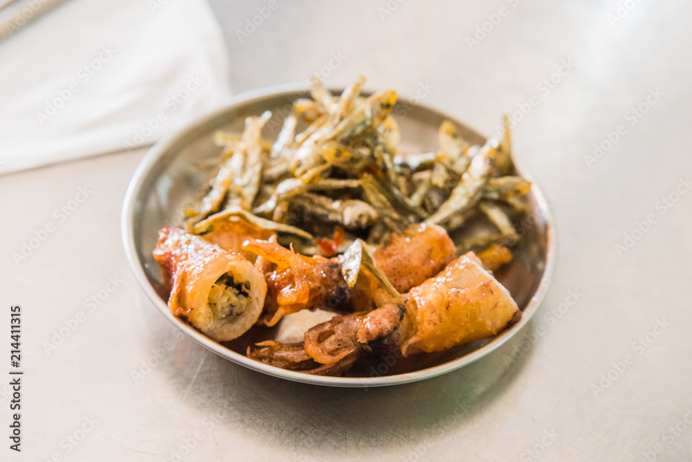 Traditional chinese marinaded squid and small fish Traditional chinese marinaded squid and small fish