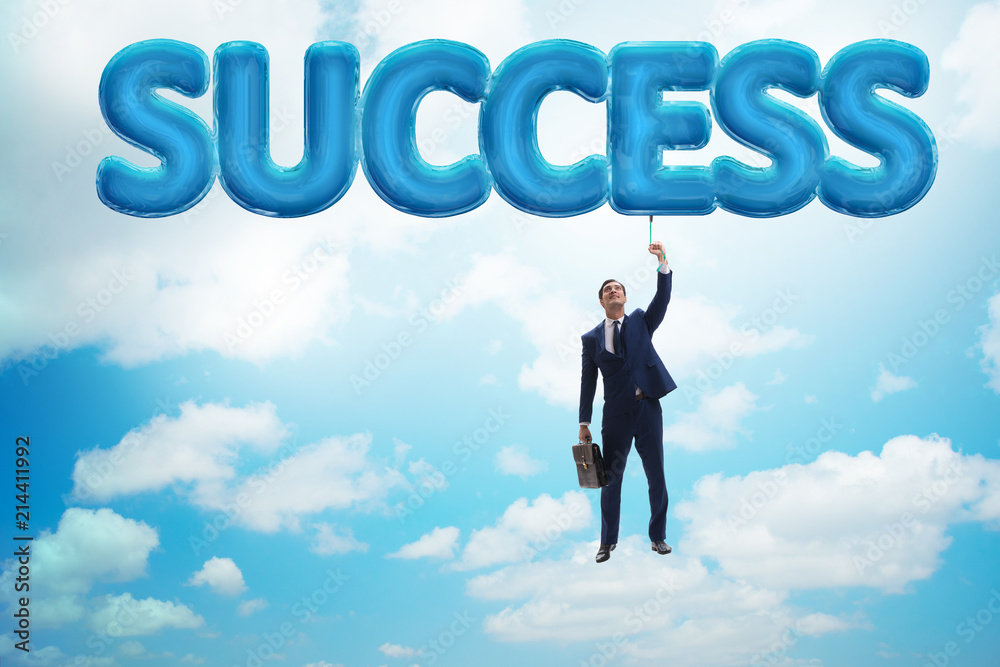 Fototapeta premium Businessman flying in success concept