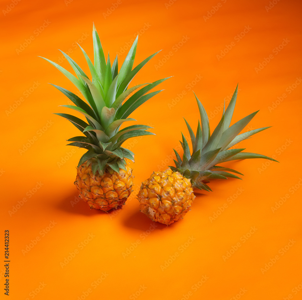 Fresh Pineapple In the orange background