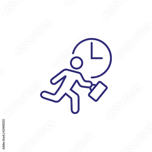 Haste line icon. Running businessman, clock, man. Time management concept. Can be used for topics like business, daily routine, schedule