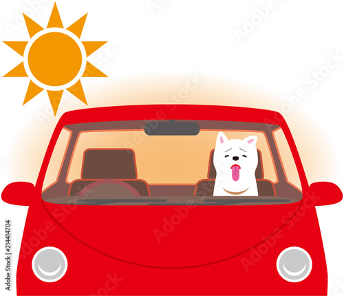 熱中症の危険。　犬の車内閉じ込め。