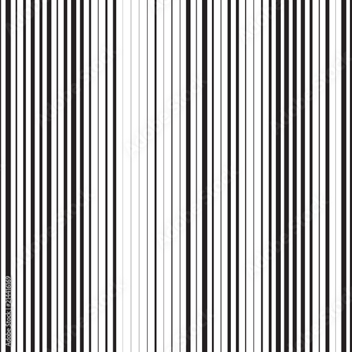 Seamless pattern of black vertical stripes. Linear background of vertical stripes different width. Vector illustration