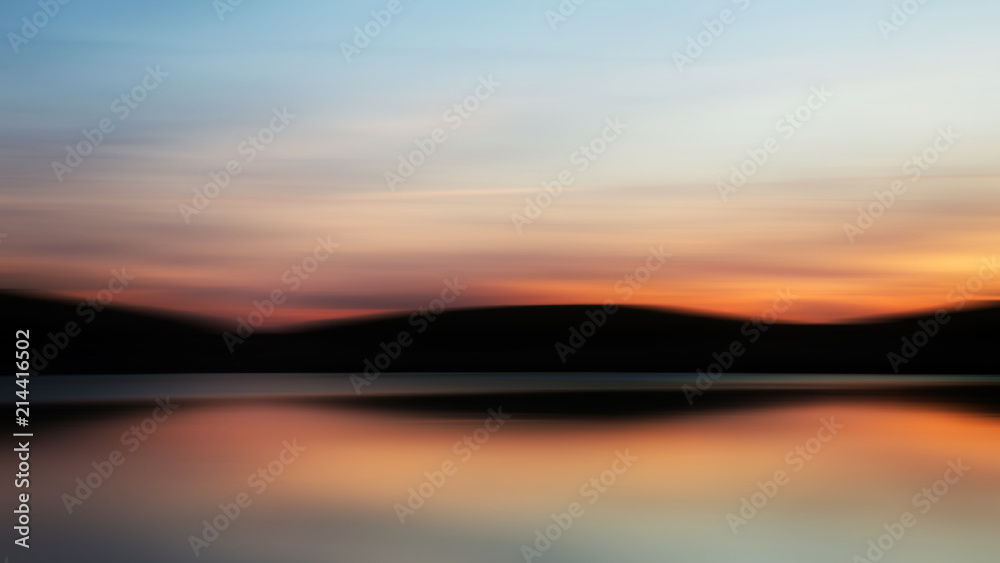 Blurred intentional camera movement effect filter colorful landscape sunset