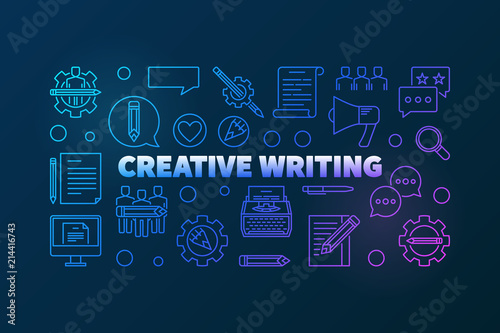 Creative writing vector modern outline colored banner