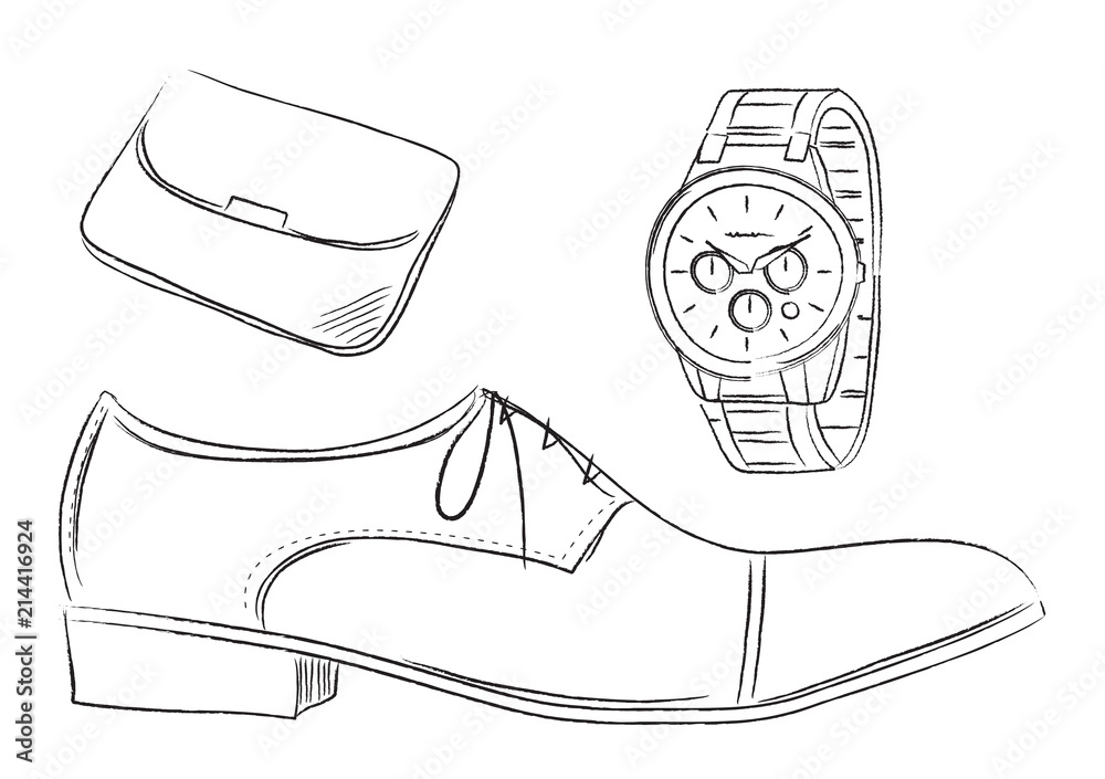 メンズビジネスアイテム 紳士靴 腕時計 イラスト Stock イラスト Adobe Stock