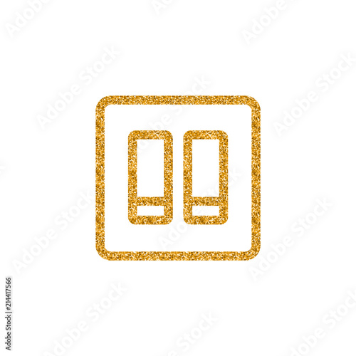 Electric switch icon in gold glitter texture. Sparkle luxury style vector illustration.
