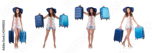 Woman going to summer vacation isolated on white