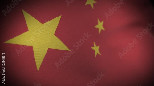 Flag of China - Photo realistic close up of waving flag. Extreme depth of field. 3d Render.