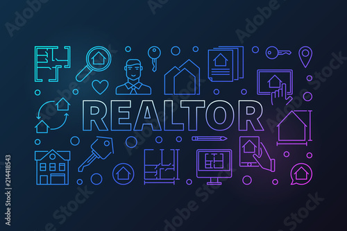 Realtor vector colored outline illustration or banner