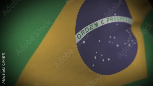 Flag of Brazil - Photo realistic close up of waving flag. Extreme depth of field. 3d Render.