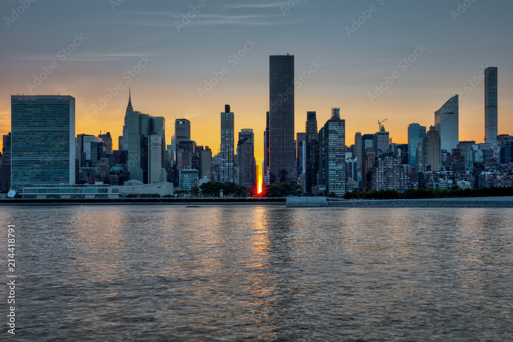 NYC skyline from LIC Gantry park. Manhattanhenge 2018