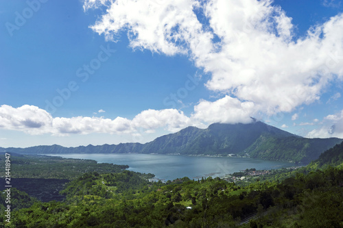 Beautiful Batur volcano under blue sky
