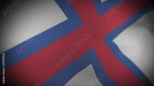 Flag of Faroe Islands - Photo realistic close up of waving flag. Extreme depth of field. 3d Render.