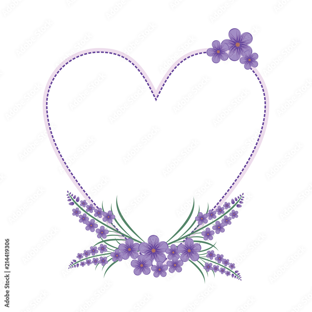 Lavender Flower Floral Wreath Love Frame Flat Illustration Lavender Flower Floral Wreath Love Frame Flat Illustration