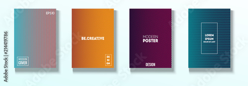 Minimal Covers, Vector Hipster Abstract Brands Design. Magenta, Cyan, Yellow Corporate Identity Blend Tech Halftones. Business Minimal Covers, Cool Retro Ad Music Party Poster Bright Gradient Stripes.