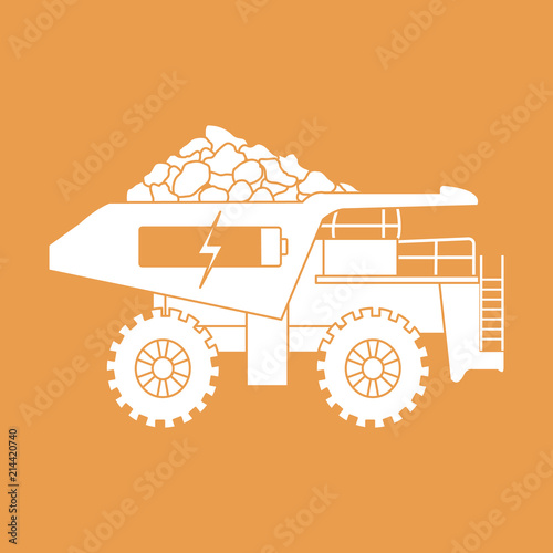 Electric dumper with ore, battery, charge symbol.