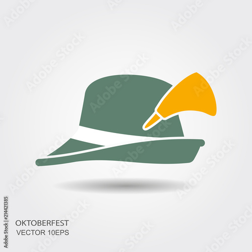 Flat design green oktoberfest hat on white background