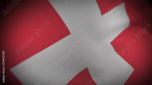 Flag of Switzerland - Photo realistic close up of waving flag. Extreme depth of field. 3d Render.