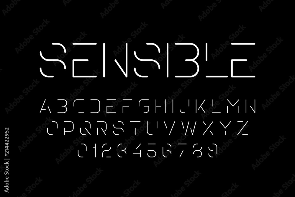 Thin modern minimal font, alphabet and numbers Thin modern minimal font, alphabet and numbers