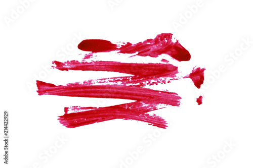 Closeup of red paint brushstroke