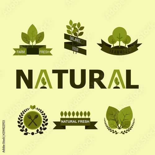 Nature banner and ecology icons.Vector illustration