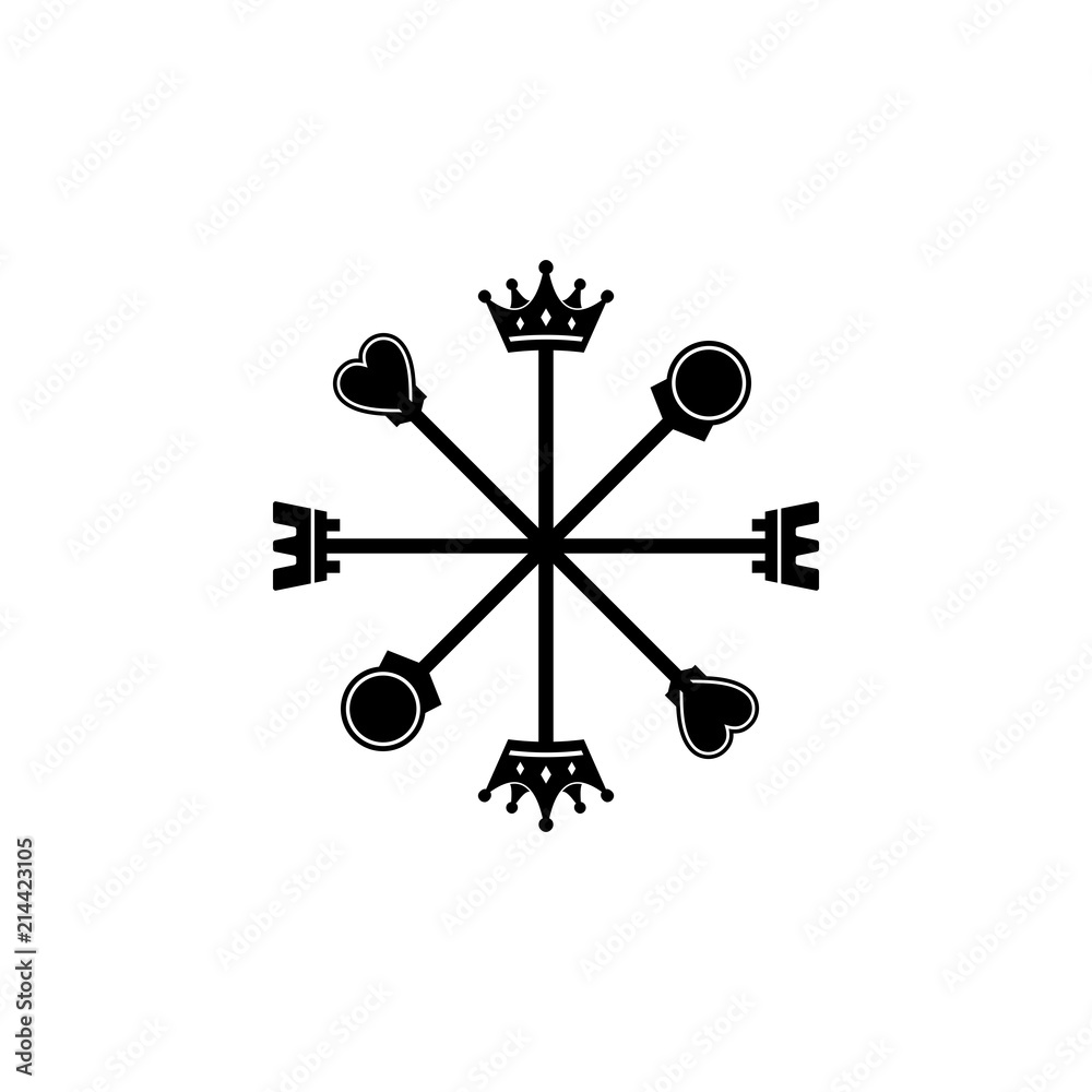 8 directions of chess compass logo. Stock Vector