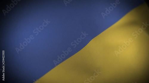 Flag of Ukraine - Photo realistic close up of waving flag. Extreme depth of field. 3d Render.