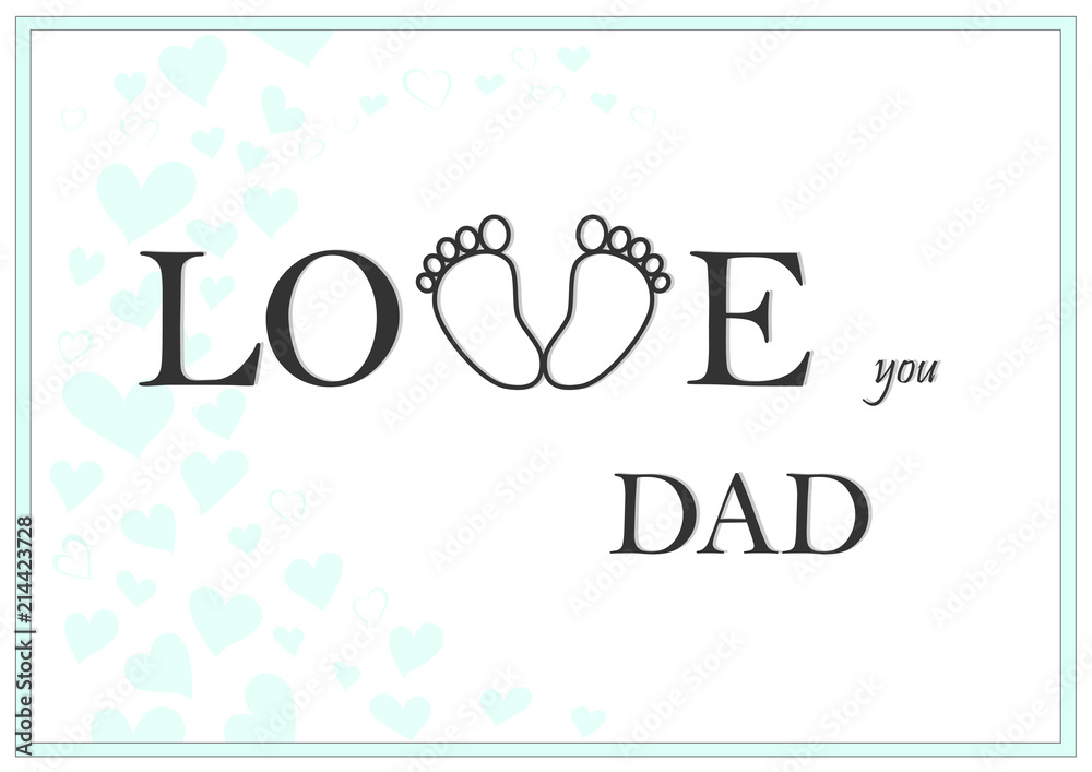 love you dad horizontal green greeting card vector illustration